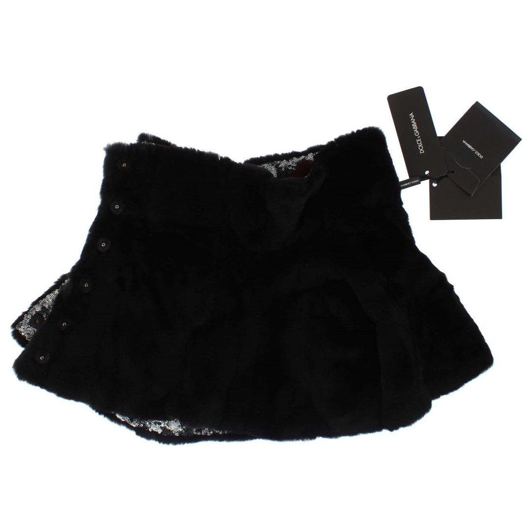 Dolce & Gabbana Silver Sequined Floral Weasel Fur Shoulder Scarf Wrap Dolce & Gabbana