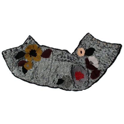 Dolce & Gabbana Silver Sequined Floral Weasel Fur Shoulder Scarf Wrap Dolce & Gabbana