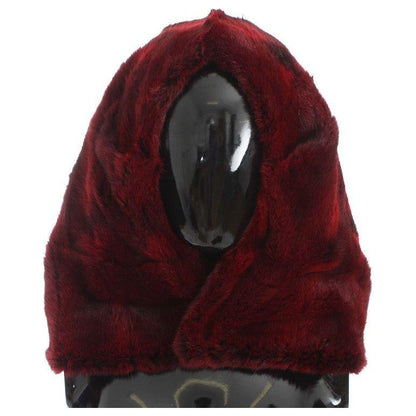 Dolce & Gabbana Bordeaux Hamster Fur Crochet Hood Scarf Hat Dolce & Gabbana