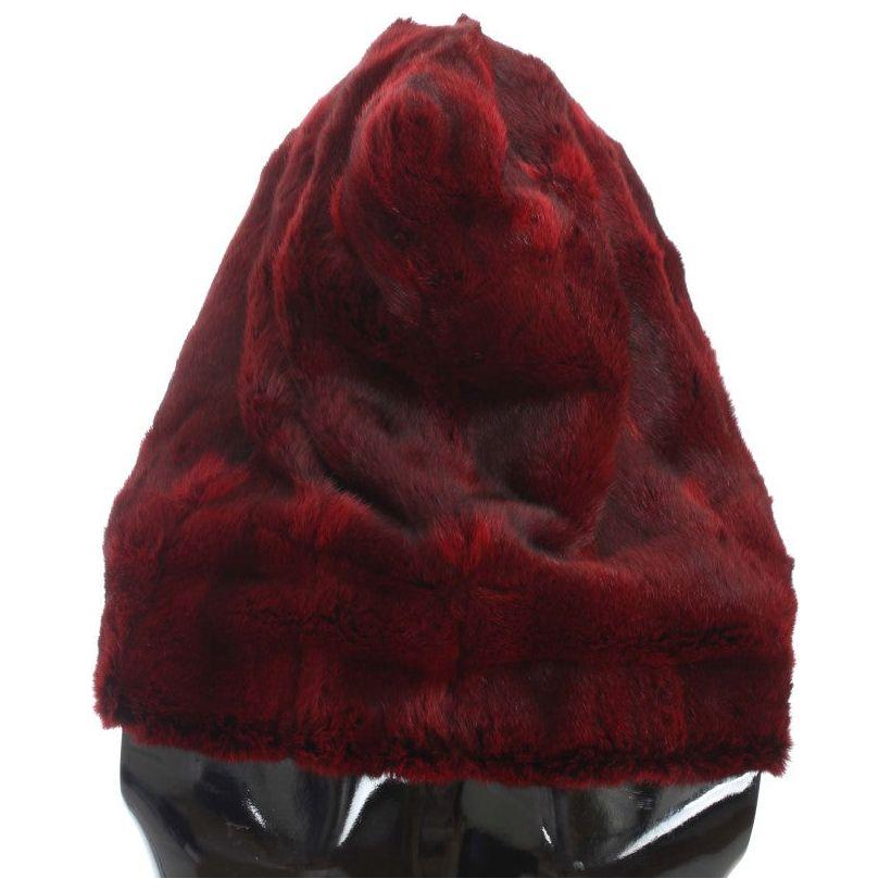 Dolce & Gabbana Bordeaux Hamster Fur Crochet Hood Scarf Hat Dolce & Gabbana