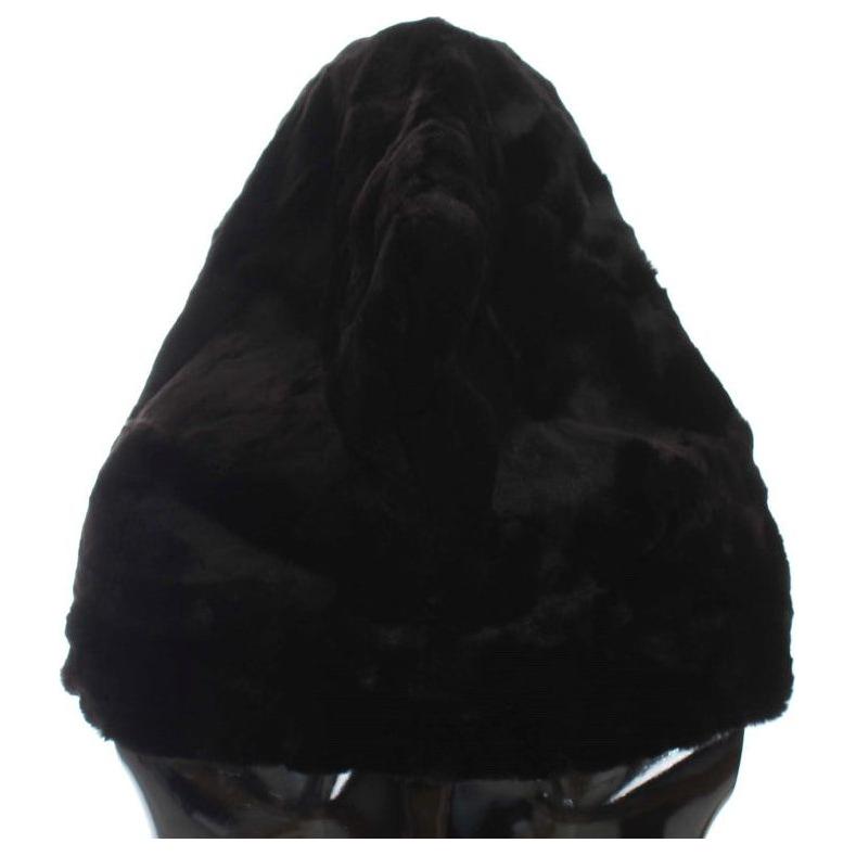 Dolce & Gabbana Black Weasel Fur Crochet Hood Scarf Hat Dolce & Gabbana