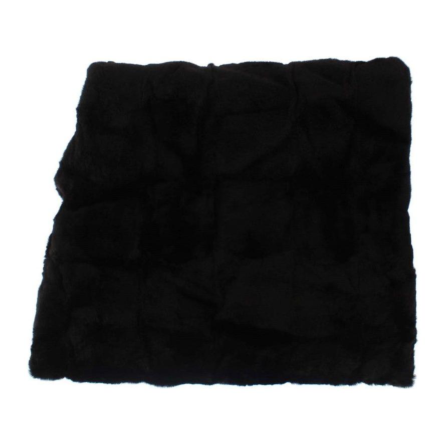 Dolce & Gabbana Black Weasel Fur Crochet Hood Scarf Hat Dolce & Gabbana