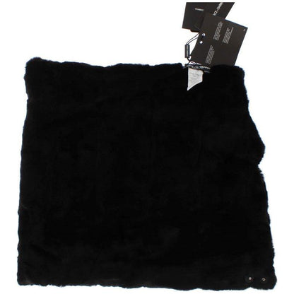 Dolce & Gabbana Black Weasel Fur Crochet Hood Scarf Hat Dolce & Gabbana