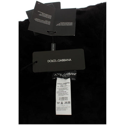 Dolce & Gabbana Black Weasel Fur Crochet Hood Scarf Hat Dolce & Gabbana