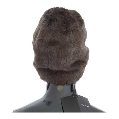 Dolce & Gabbana Brown Weasel Fur Womens Cashmere Hat Beanie Dolce & Gabbana