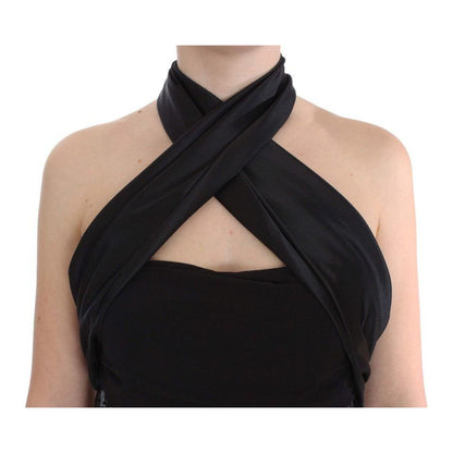 Exte Black Neck Wrap Top Blouse Exte