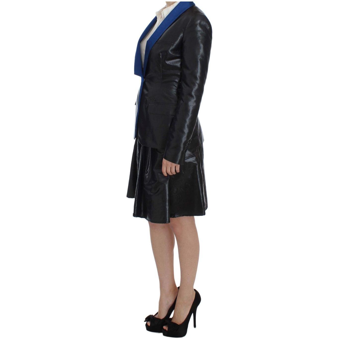 Exte Black Blue Two Piece Suit Skirt & Blazer Exte