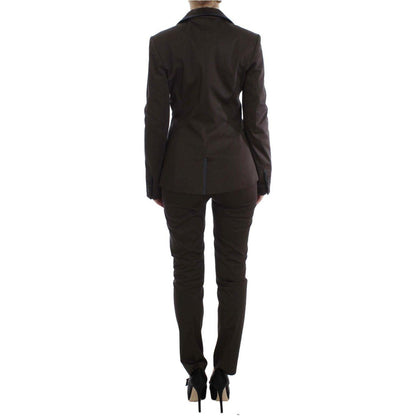 Exte Brown Stretch Two Button Suit Exte