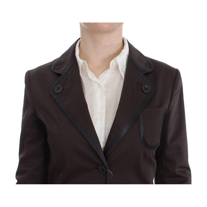Exte Brown Stretch Two Button Suit Exte
