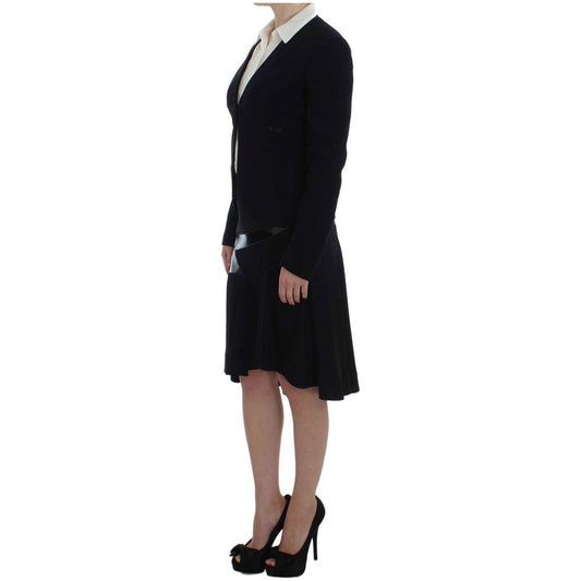 Exte Black Blue Two Piece Suit Skirt & Blazer SIG30906-2