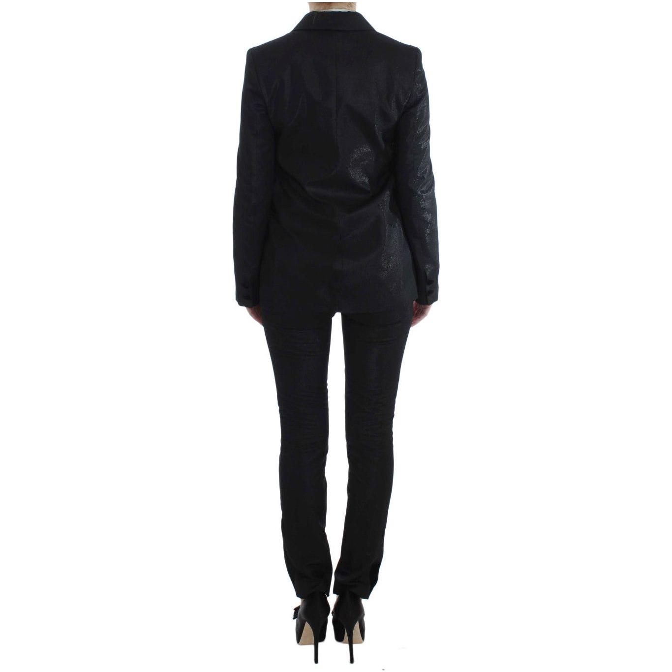 Exte Black One Button Three Piece Suit Exte