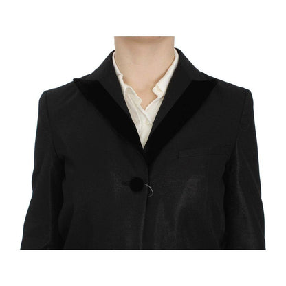 Exte Black One Button Three Piece Suit Exte