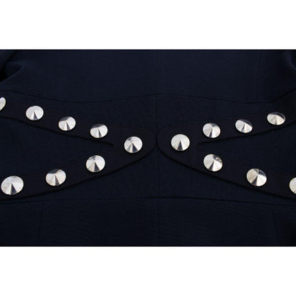 Exte Black Cotton Stretch Gold Studded Blazer Jacket Exte