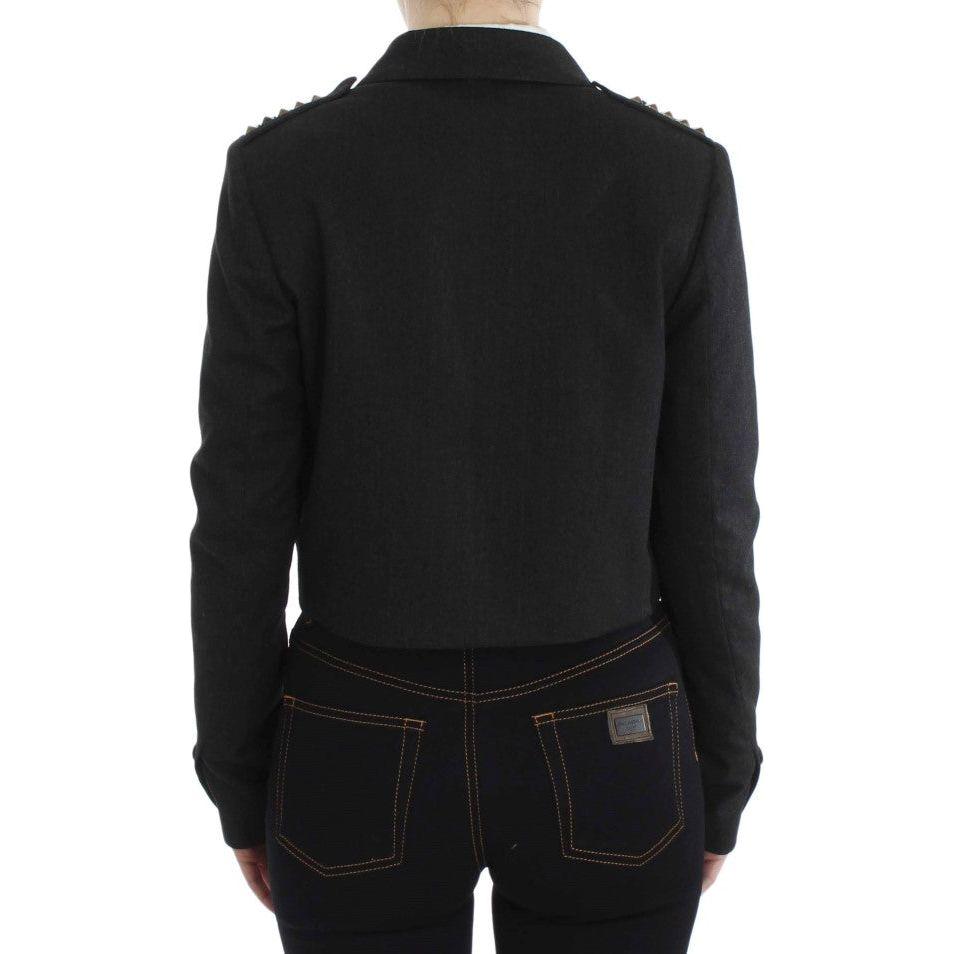 Exte Gray Stretch Gold Studded Short Jacket Exte