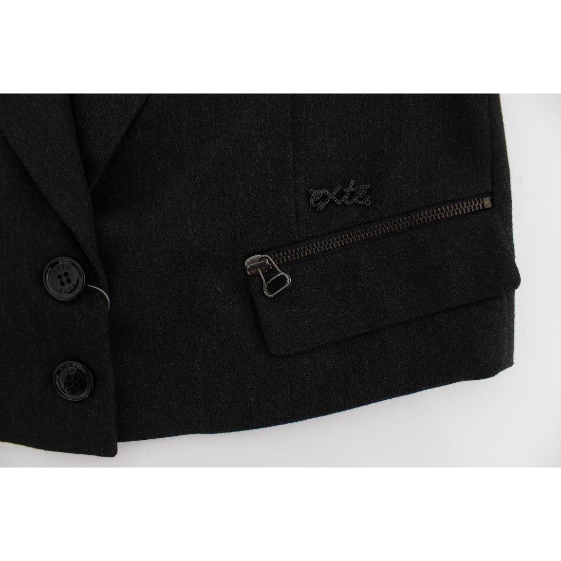 Exte Gray Stretch Gold Studded Short Jacket Exte