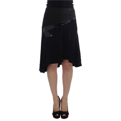 Exte Black Blue Cotton Stretch Straight Skirt Exte