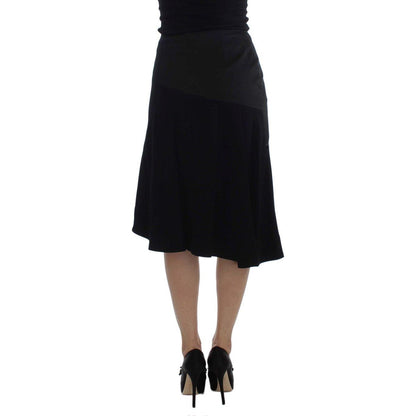 Exte Black Blue Cotton Stretch Straight Skirt Exte