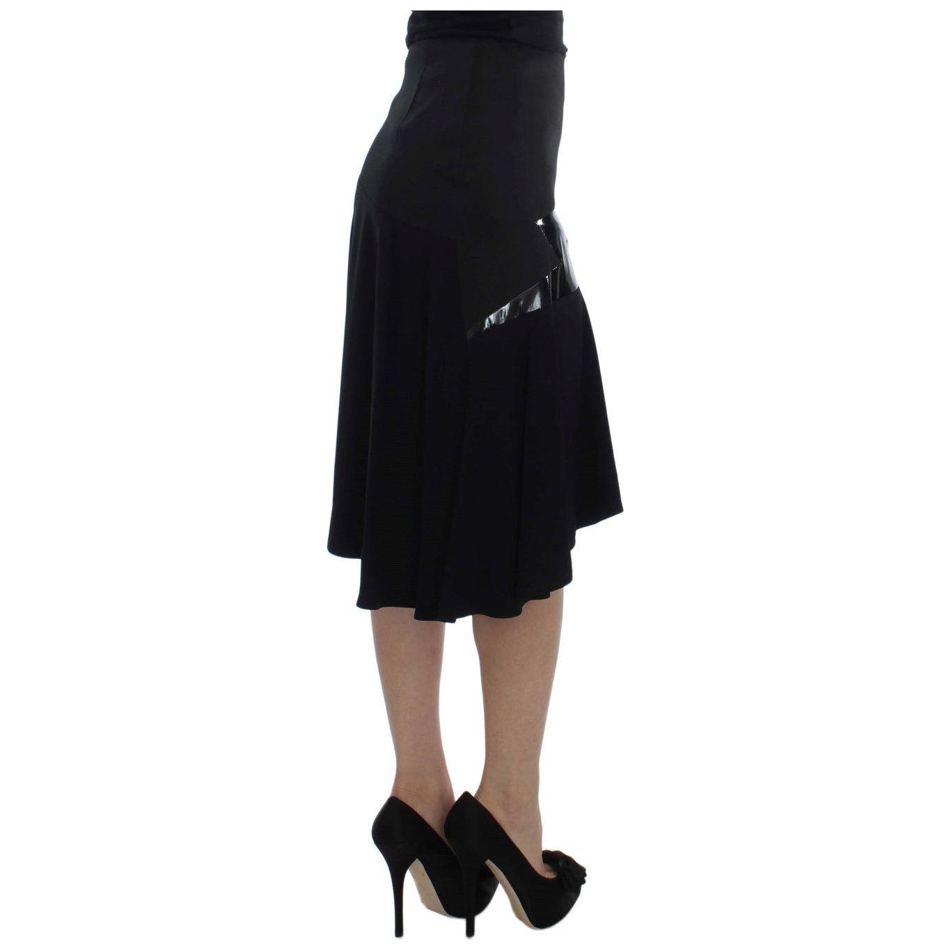 Exte Black Blue Cotton Stretch Straight Skirt Exte