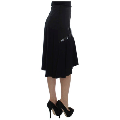 Exte Black Blue Cotton Stretch Straight Skirt Exte