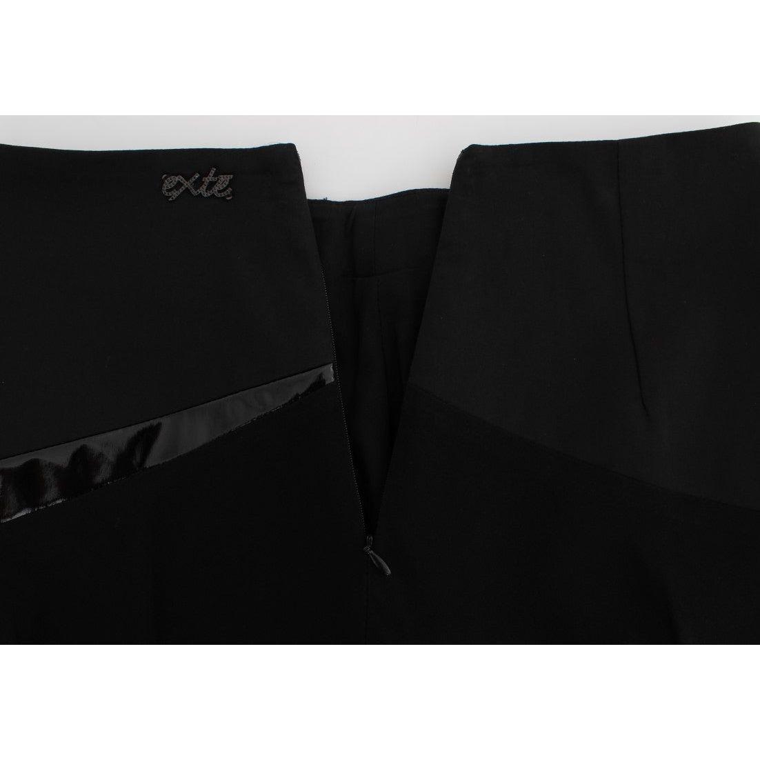 Exte Black Blue Cotton Stretch Straight Skirt Exte