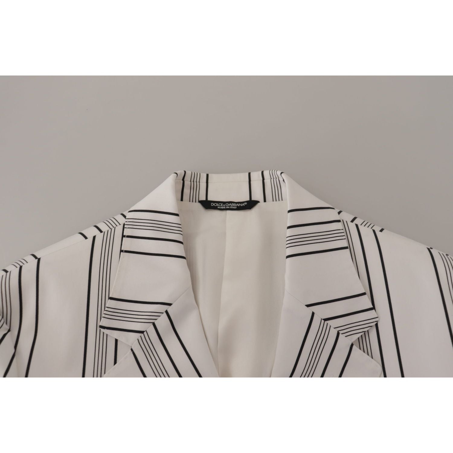 Dolce & Gabbana White Stripes Cotton Single Breasted Blazer