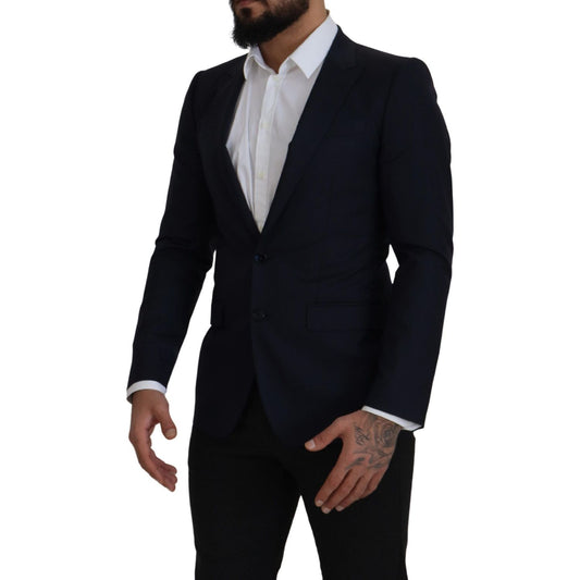 Dolce & Gabbana Blue Wool Single Breasted Coat Blazer JKT3394- 46