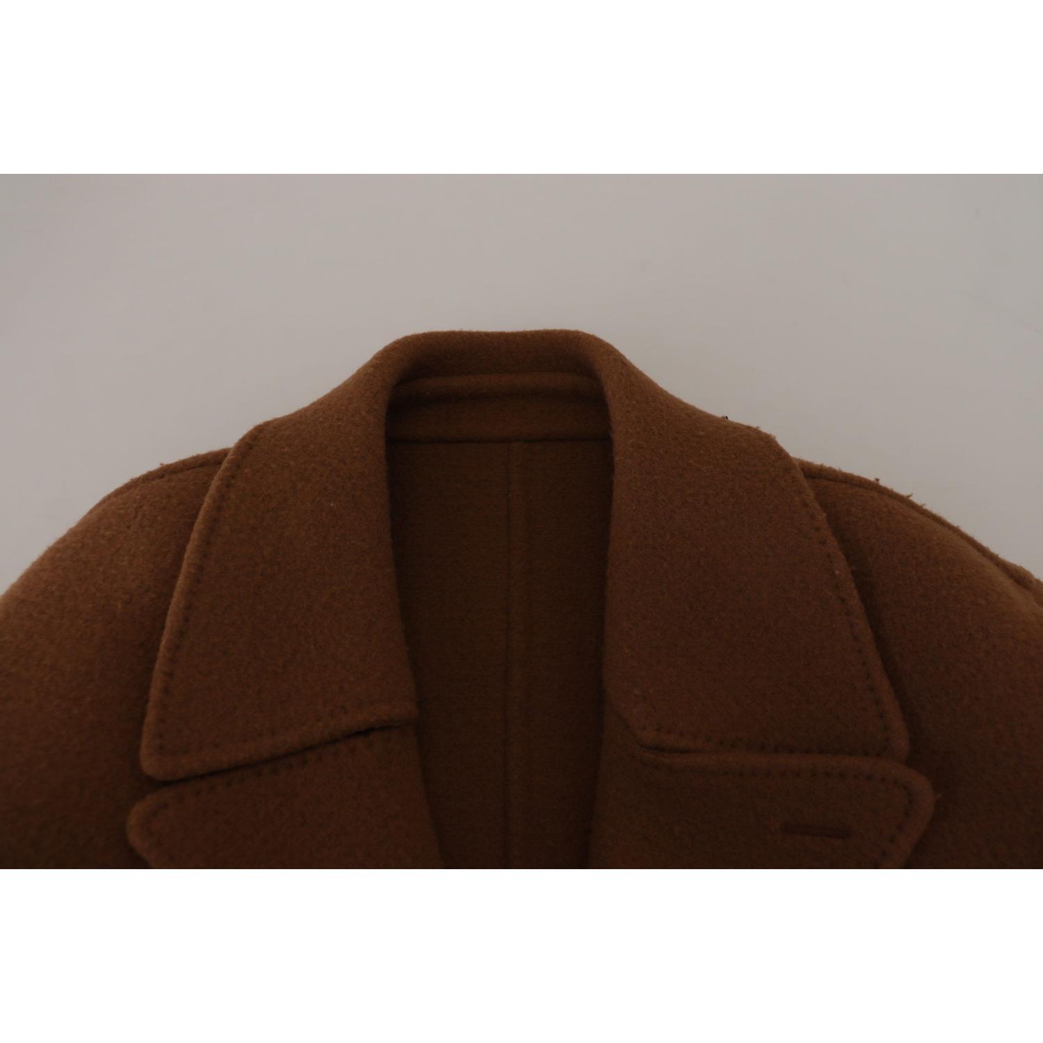 Dolce & Gabbana Brown Nylon Double Breasted Coat Jacket