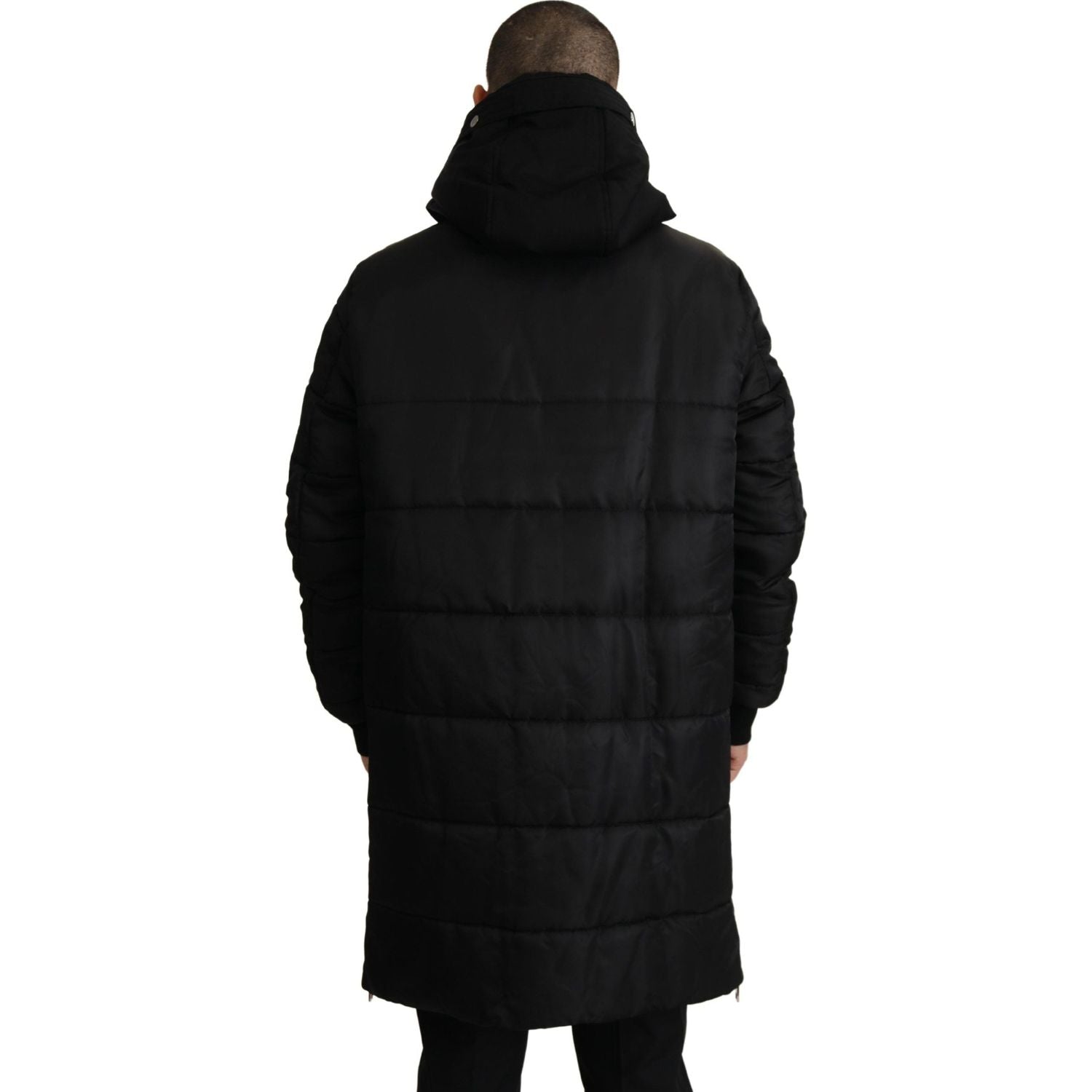 Dolce & Gabbana Black Nylon Hooded Parka Coat Winter Jacket