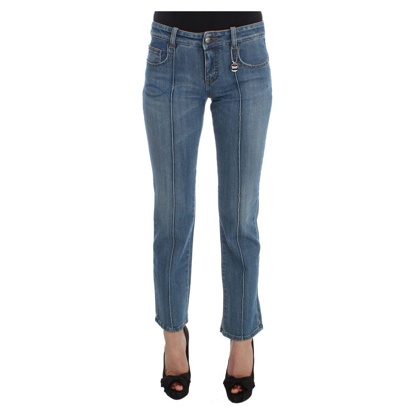 Costume National Blue Cotton Slim Fit Cropped Jeans SIG30118-1