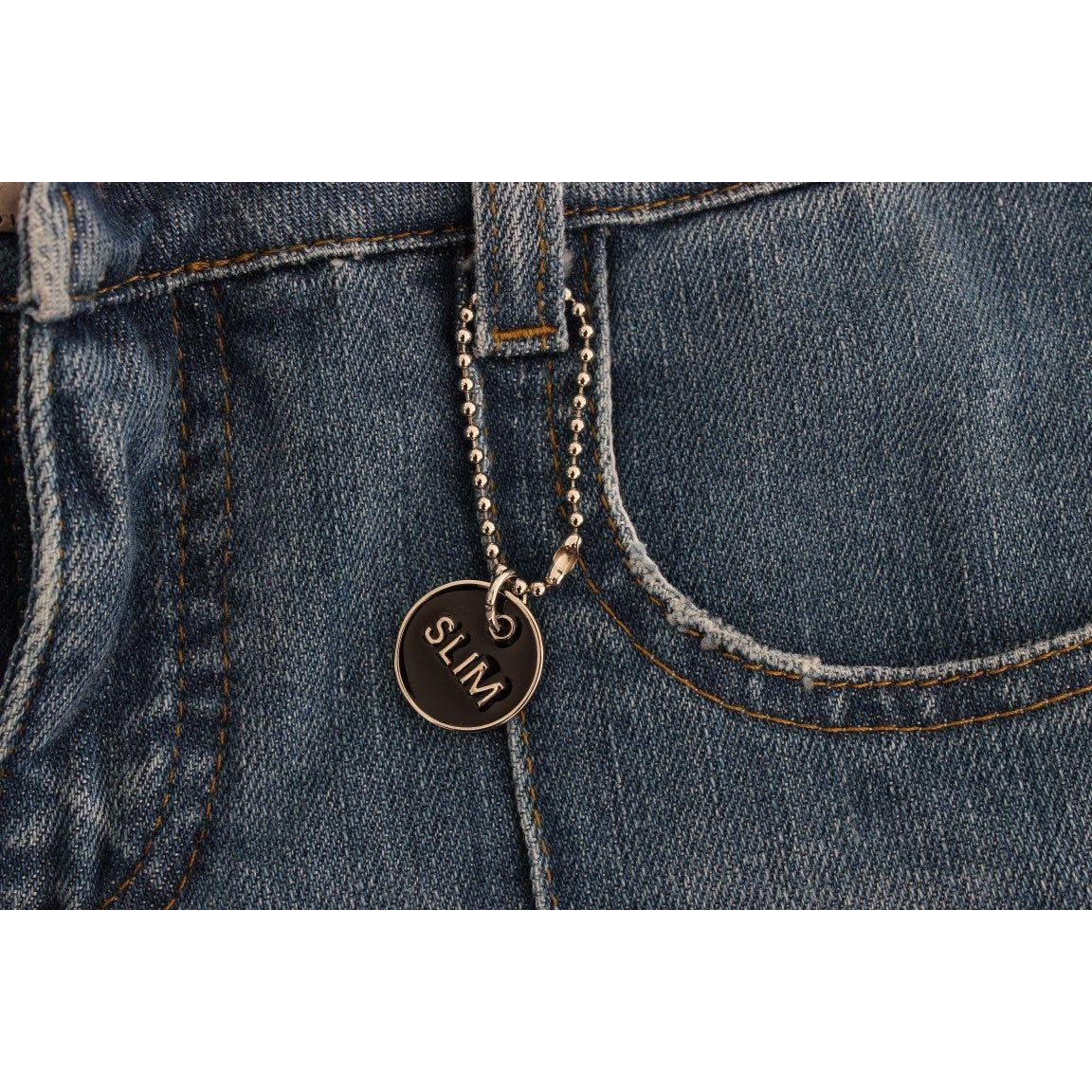 Costume National Blue Cotton Slim Fit Cropped Jeans SIG30118-1