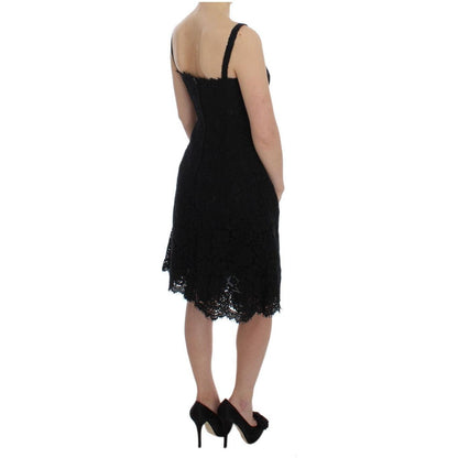 Dolce & Gabbana Black Floral Lace Shift Knee Length Dress Dolce & Gabbana