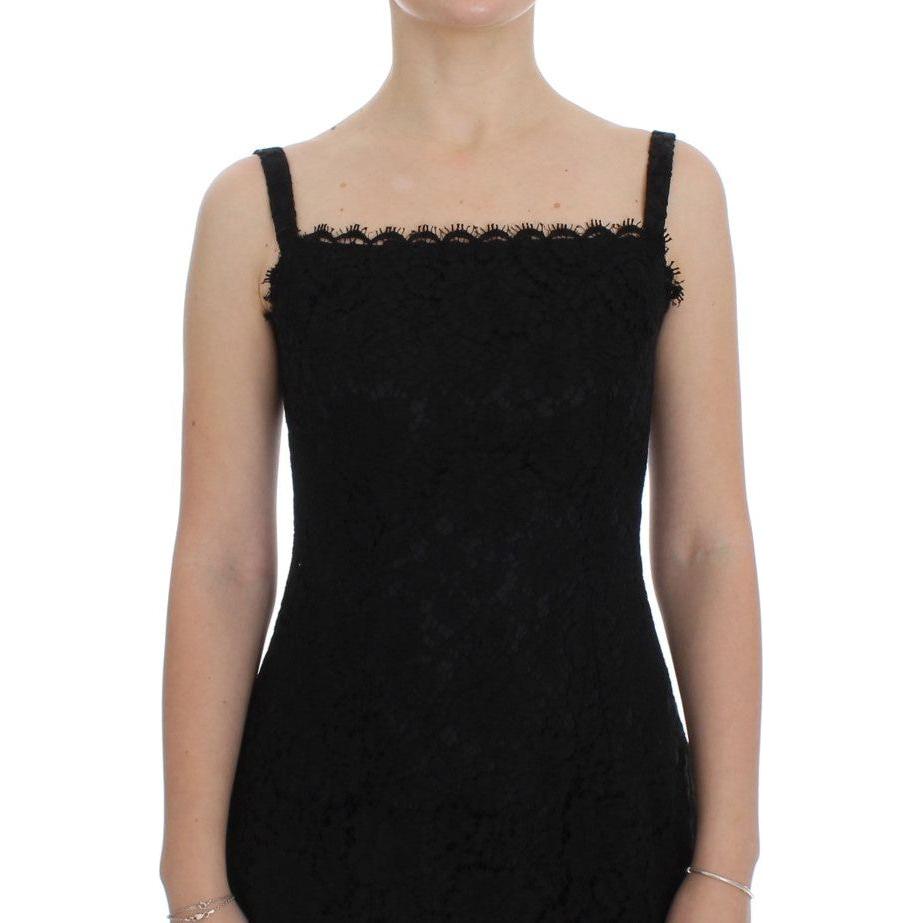 Dolce & Gabbana Black Floral Lace Shift Knee Length Dress Dolce & Gabbana