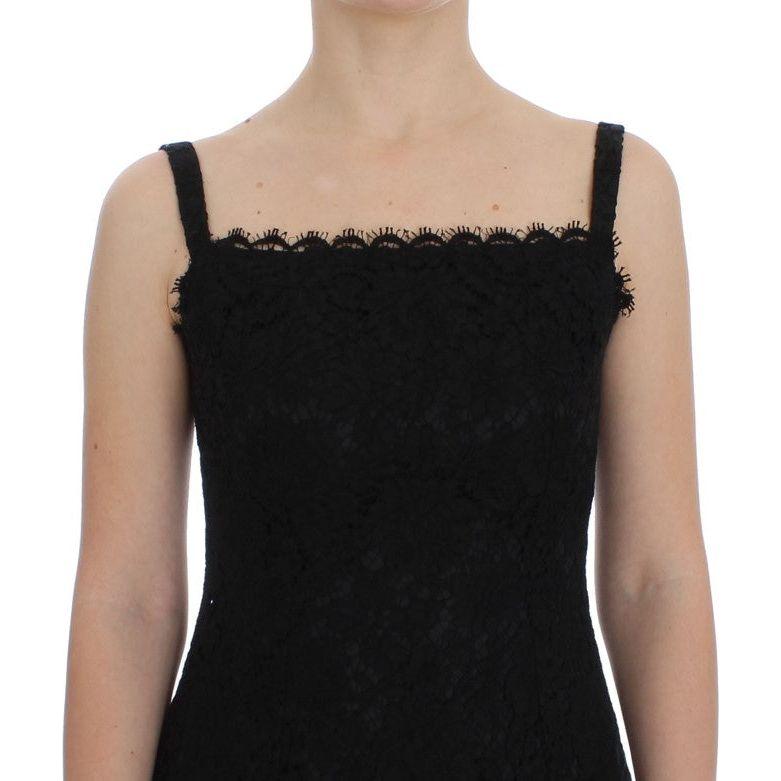 Dolce & Gabbana Black Floral Lace Shift Knee Length Dress Dolce & Gabbana