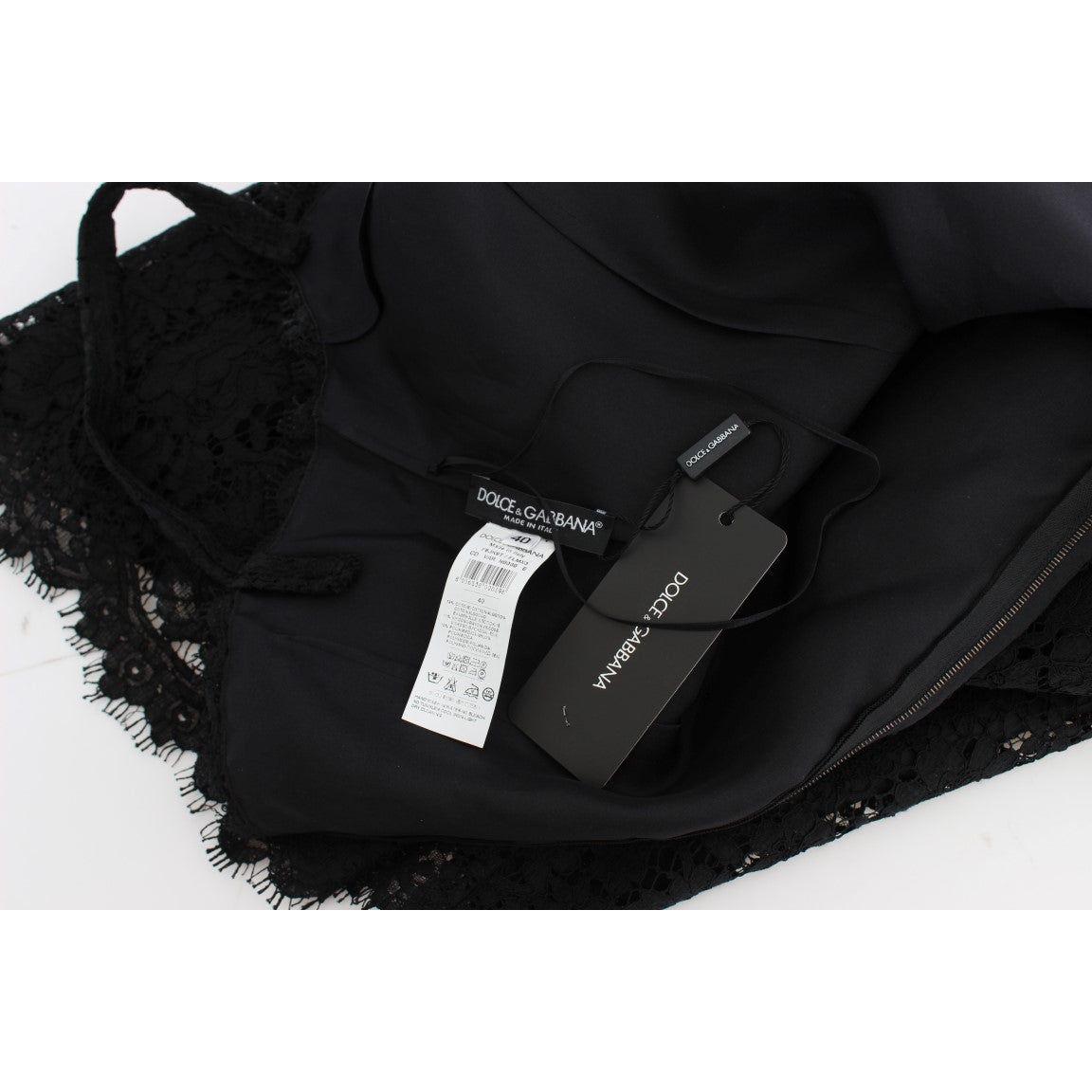 Dolce & Gabbana Black Floral Lace Shift Knee Length Dress Dolce & Gabbana