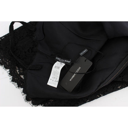 Dolce & Gabbana Black Floral Lace Shift Knee Length Dress Dolce & Gabbana