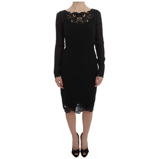 Dolce & Gabbana Black Silk Stretch Sheath Dress Dolce & Gabbana