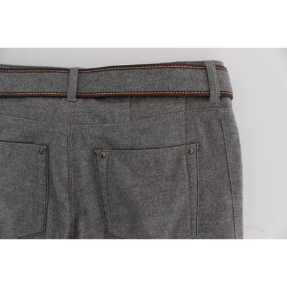 Ermanno Scervino Gray Cotton Slim Fit Casual Bootcut Pants