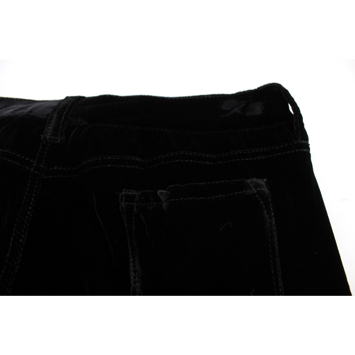Ermanno Scervino Black Viscose Blend Velvet Slim Fit Pants