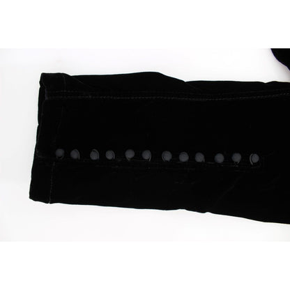 Ermanno Scervino Black Viscose Blend Velvet Slim Fit Pants