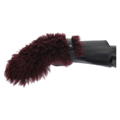 Dolce & Gabbana Black Leather Bordeaux Shearling Gloves Dolce & Gabbana