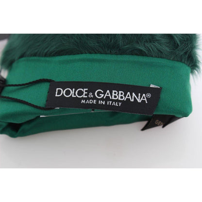 Dolce & Gabbana Green Leather Xiangao Fur Elbow Gloves Dolce & Gabbana