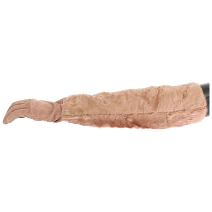 Dolce & Gabbana Beige Suede Xiangao Fur Elbow Gloves Dolce & Gabbana