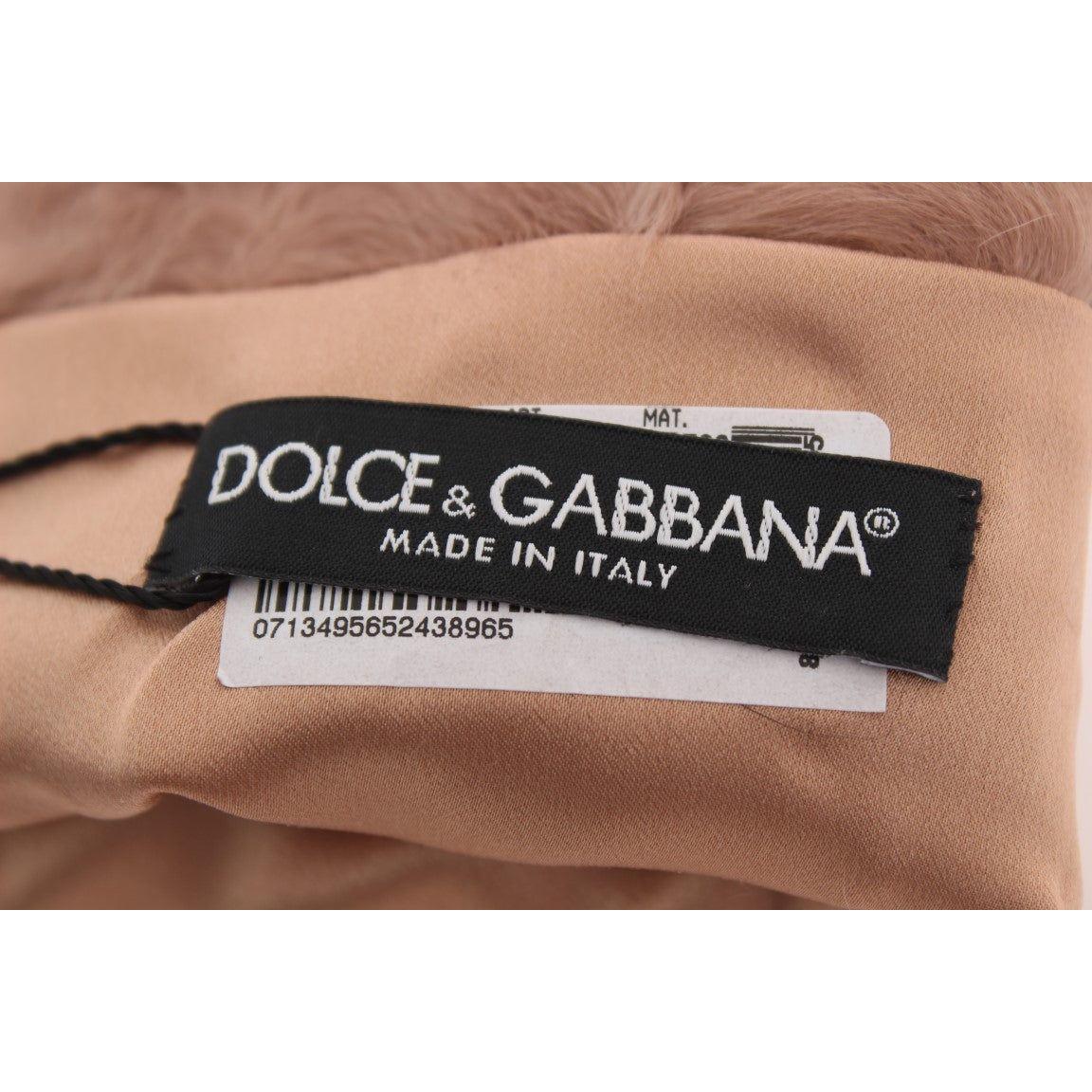 Dolce & Gabbana Beige Suede Xiangao Fur Elbow Gloves Dolce & Gabbana