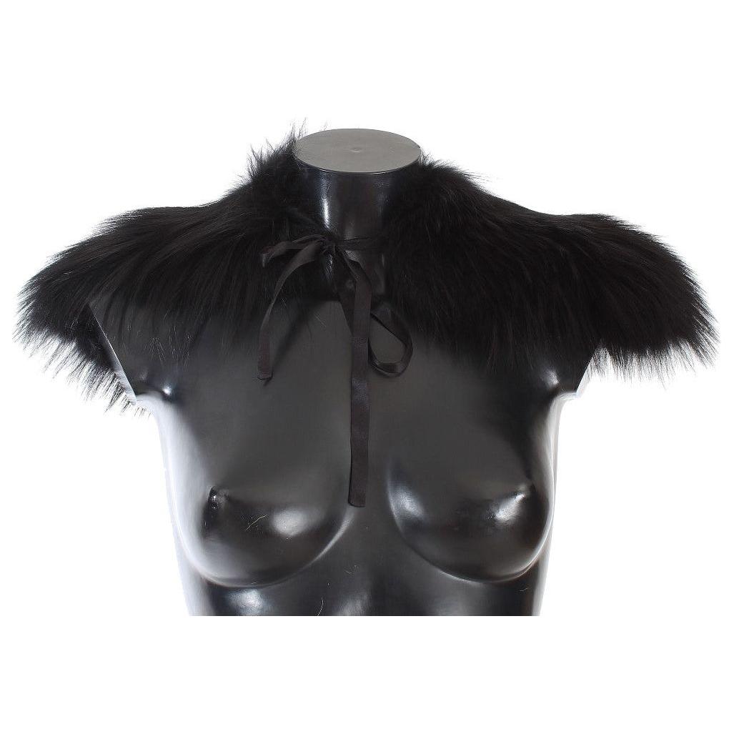 Dolce & Gabbana Black Fox Fur Collar Scarf Dolce & Gabbana
