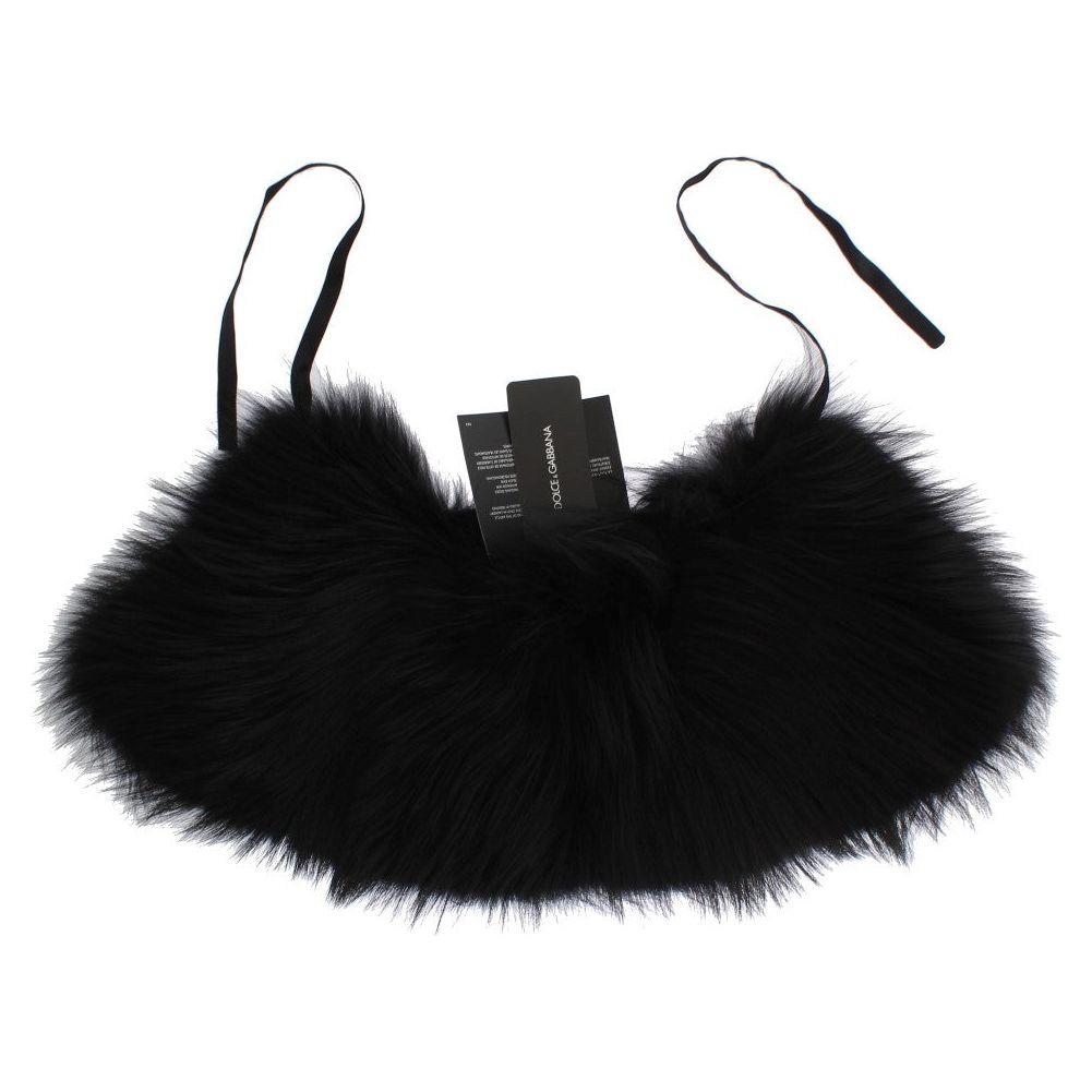 Dolce & Gabbana Black Fox Fur Collar Scarf Dolce & Gabbana