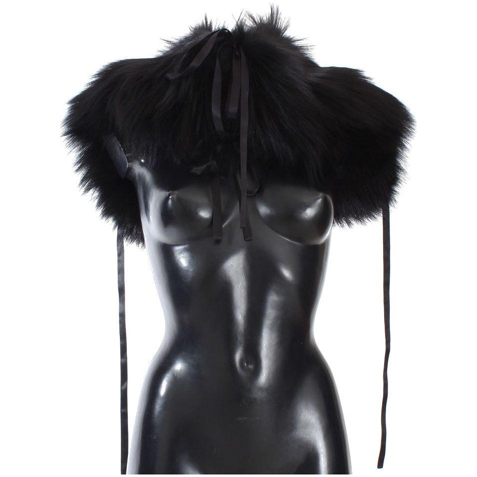 Dolce & Gabbana Black Fox Fur Shoulder Wrap Cover Collar Scarf Dolce & Gabbana