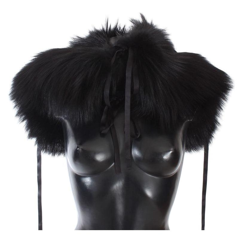 Dolce & Gabbana Black Fox Fur Shoulder Wrap Cover Collar Scarf Dolce & Gabbana