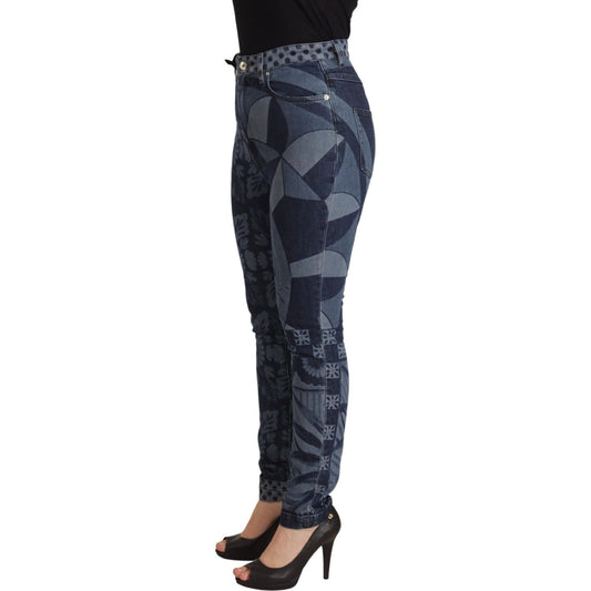 Dolce & Gabbana Blue Floral High Waist Skinny Denim Jeans PAN73252- 36