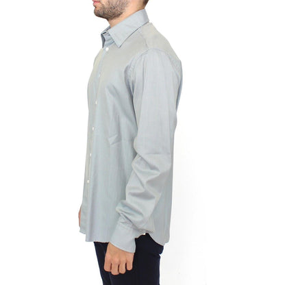 Ermanno Scervino Gray Cotton Long Sleeve Casual Shirt Top Ermanno Scervino
