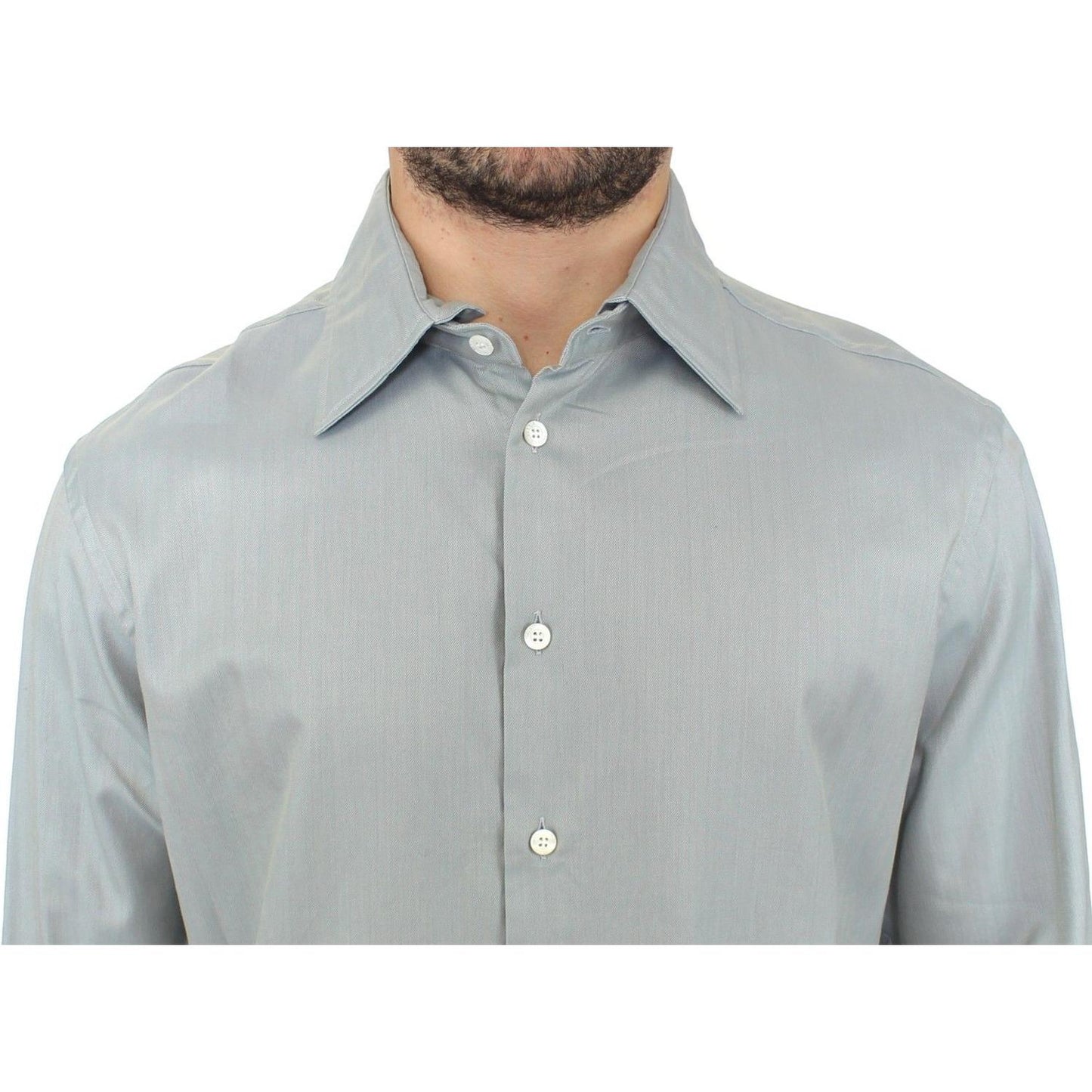 Ermanno Scervino Gray Cotton Long Sleeve Casual Shirt Top Ermanno Scervino